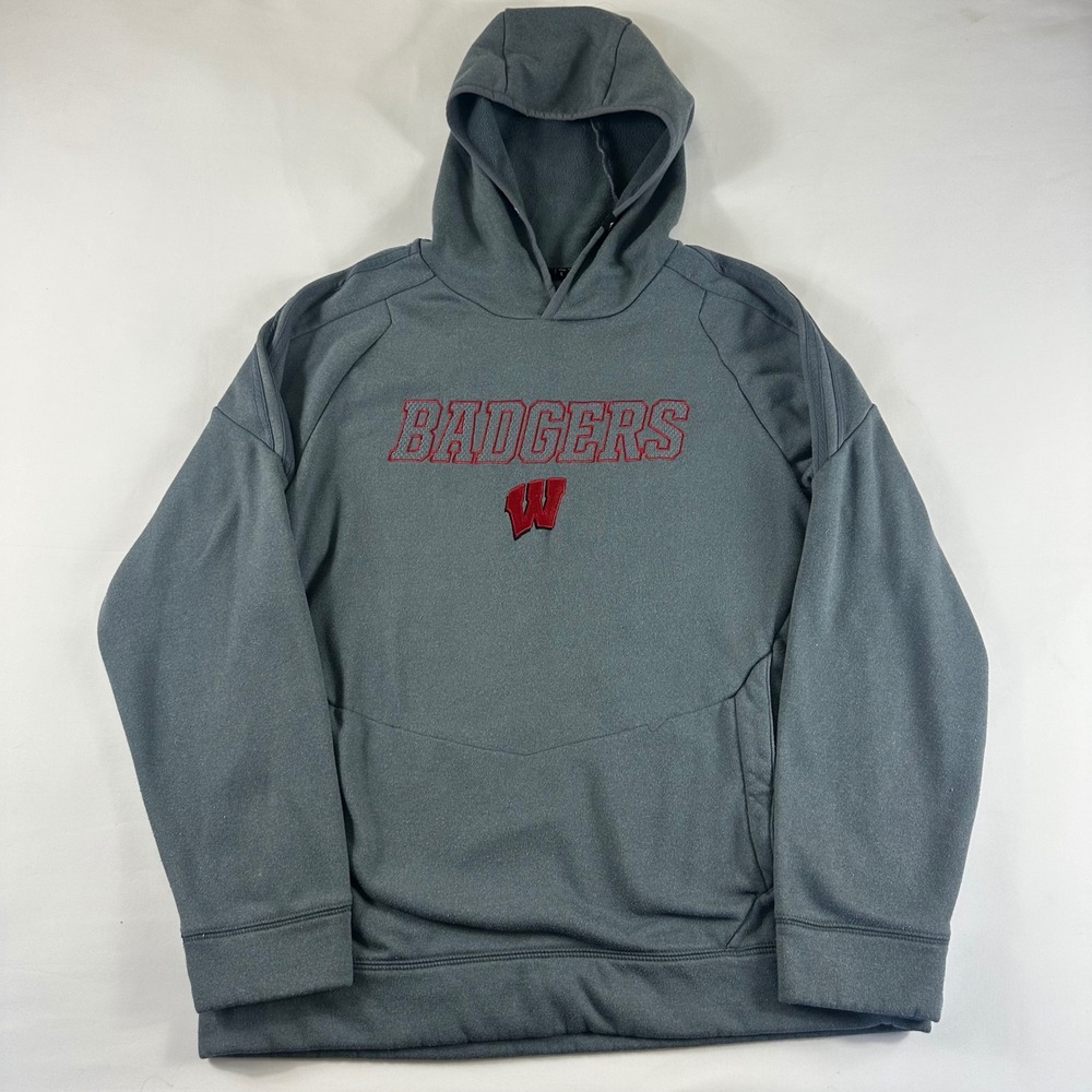 Adidas Wisconsin Badgers‎ Pullover Hoodie Gray Climawarm Men's Size L